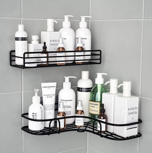 Étagère de douche murale sans poinçon, étagère de rangement pour shampooing, étagère d'angle pour épices de cuisine, accessoires, 2 pièces